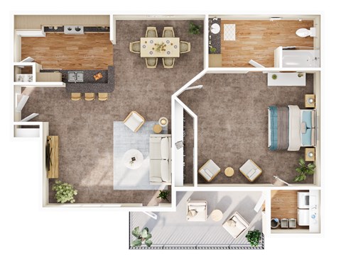 Floor plan for 1 bed, 1 bath, 626 sqft